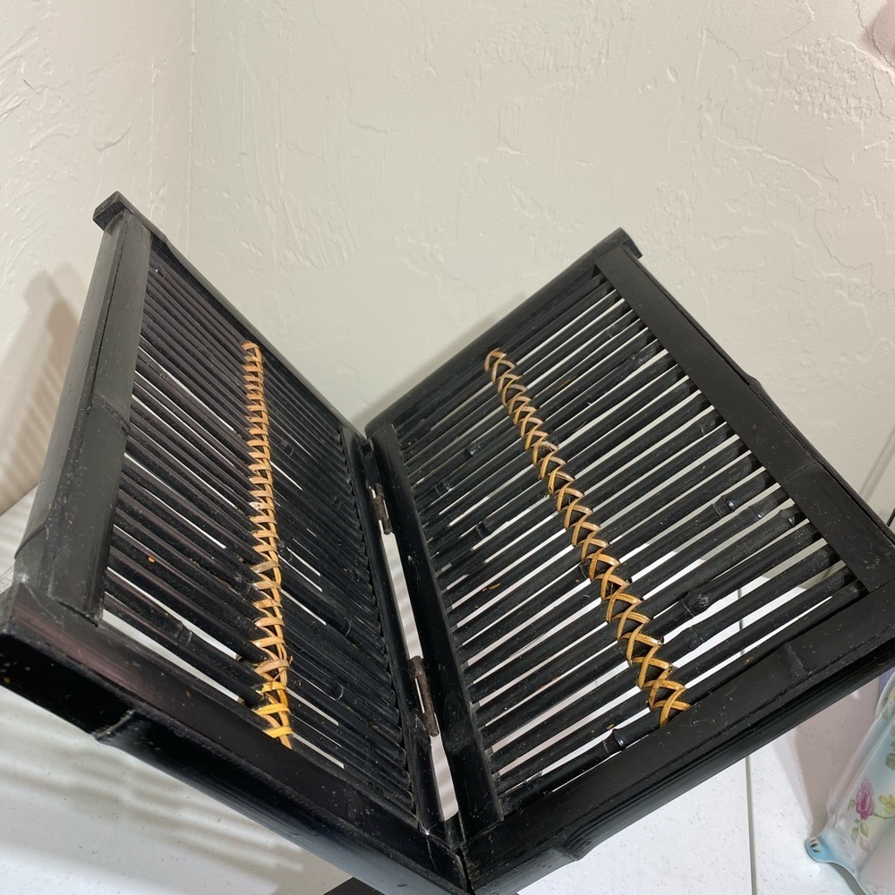 Vintage Bamboo Folding Magazine Rack Record Albums - Picture 3 of 9